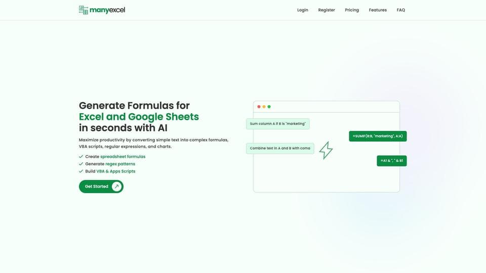 Free ManyExcel AI Tool image